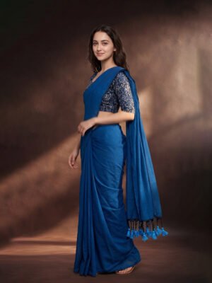 Classic Blue Khadi Saree
