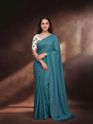 Teal Green Khadi Saree