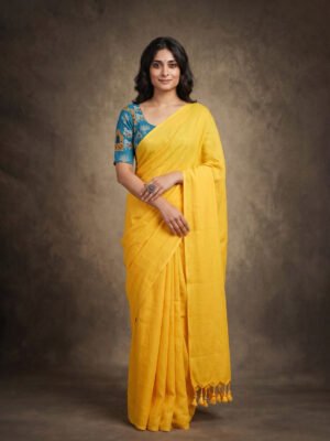 Yellow Khadi Saree
